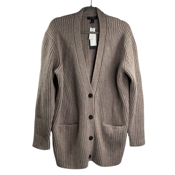 Banana Republic Curio Relaxed 100% Cashmere Cardigan Size L Taupe NWT $380 MSRP - Picture 6 of 13